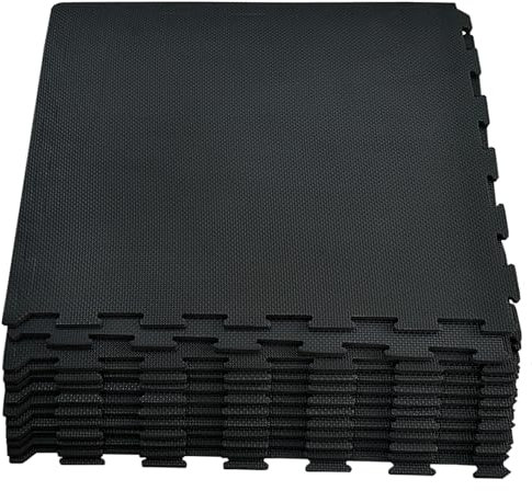 LENAK 4PC Foam Mat Gym Flooring Mat, Yoga Exercise Mats, Interlocking Puzzle EVA Floor Tiles, Non slip Cushion For Home Office Garage Workout, Weights Bonus Adhesives, 24X24 (4-Mats)