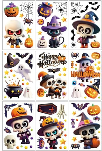 UCLEVER 9 hojas de pegatinas para ventana de Halloween, fantasmas, calabazas, para casa, fiesta, tienda, ventana, decoración (Halloween V)