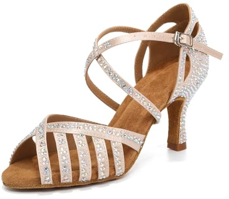 ZYXWVU Scarpe da Ballo Latino da Donna con Strass Salsa Bachata Tango Pole Feste