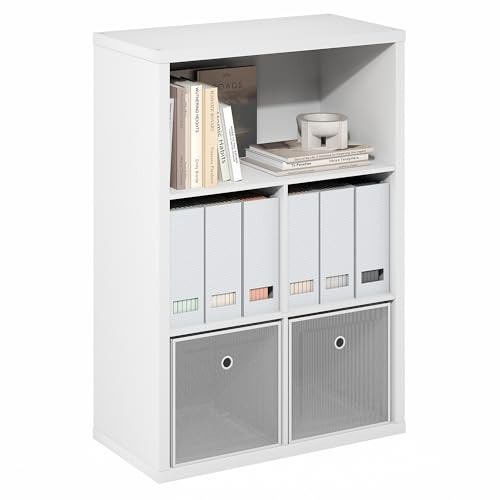 Furinno CUBICLE Book Shelf, 5-Cube Bookshelf, Cube Storage Organizer Bookcase with Closed Back, 15.3 x 29.9 x 43.3, for Living Room, Bedroom, Home Office, White