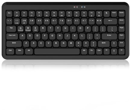 YUEHISY Kabellose Tastatur, 75% Kompakt, 84 Tasten, 2,4 G, Leise, Mechanische Tastatur mit Scherenschalter-Design, 12 Multimedia-Verknüpfungen, für Desktop-PC (Black)