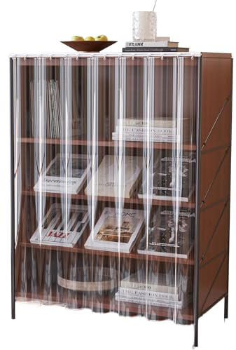 GZGLZDQ Tenda per scaffale trasparente, autoadesiva con guide scorrevoli, materiale EVA, non richiede forature, per armadi, librerie e cucine(60 x 180 cm (W X H))