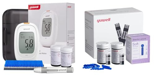 yuwell Blood Glucose Monitor, Diabetes Testing Kit with Test Strips x 100 and Lancets x 100, Ideal for Home Use Batteries Included (Model 582)