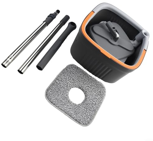 360 Degree Rotating Mop with Self Cleaning and Self Wringing Set Ultra Fine Fiber for Hardwood Marble Tile Floors Adjustable Extendable Handle Compact Storage Wet and D