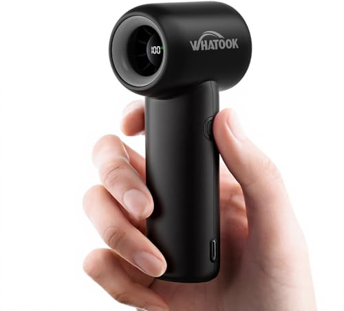 WHATOOK Mini Ventilatore Portatile Ricaricabile, 5 Velocità, LED, Nero