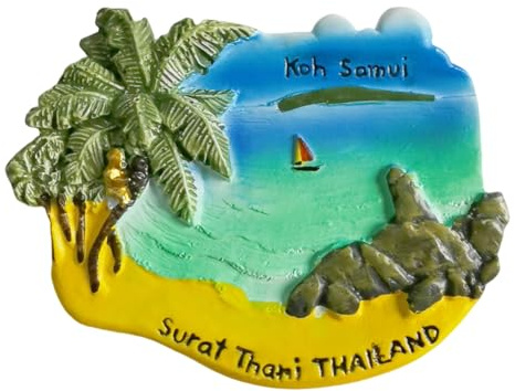 Koh Kühlschrankmagnet Samui Surat Thani Thailand, Reise-Souvenir, Kühlschrankdekoration, Bastel-Kollektion, 3D