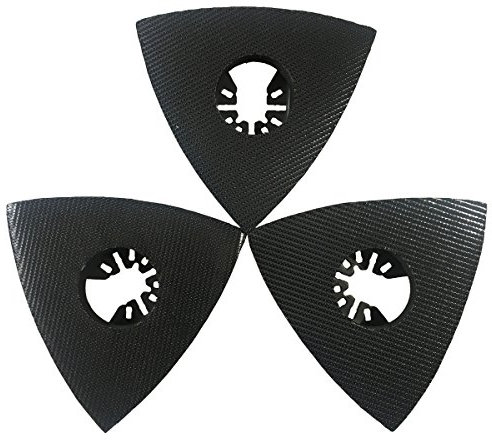 XXGO 3 Pcs 80mm 3-1/8 Inch Universal Triangular Hook & Loop Oscillating Multitool Sanding Pads for Wood Sanding Used with Multi Tool Sandpaper XG5508U