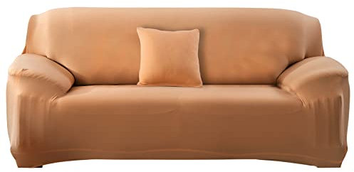 ele ELEOPTION Sofa Überwürfe Sofabezug Stretch elastische Sofahusse Sofa Abdeckung in Verschiedene Größe und Farbe Herstellergröße 195-230cm (Khaki, 3 Sitzer für Sofalänge 170-220cm)