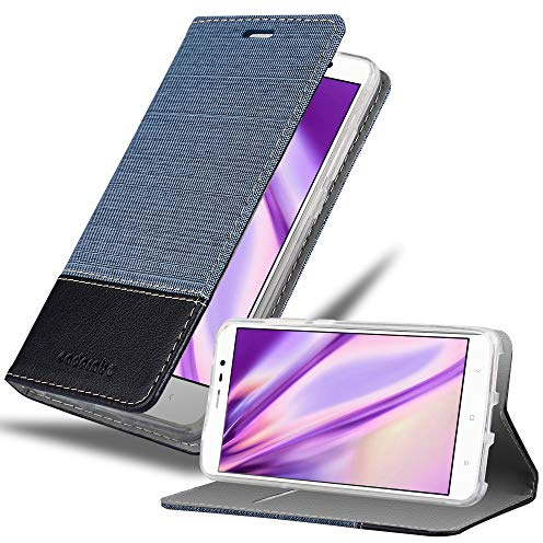 Cadorabo Hülle kompatibel mit Xiaomi RedMi Note 4 aus Jeans und Kunst Leder Flip Klappbare Stoßfeste Magnetische [Standfunktion] [Kartenfächern] Cover Hülle für Xiaomi RedMi Note 4 Tasche in Blau