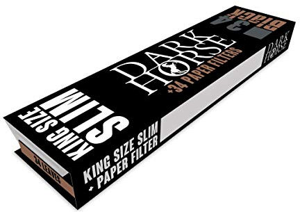 Dark Horse Black King Size Slim Zigarettenpapier + Tips, 34 Blättchen + Tips pro Heftchen, 24 Heftchen pro Display