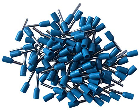 GTSE 100 pcs Light Blue Single Entry 0.25mm² Bootlace Ferrule Connector Insulated Cord Pin End Terminals