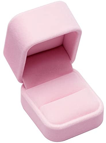 Classic Velvet Engagement Ring Box Earring Jewelry Case Gift Box (Pink)