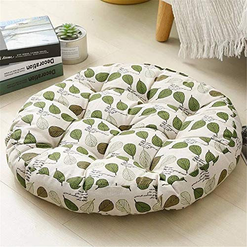 Morbuy Stuhlkissen Rund Einfarbig Sitzkissen, Atmungsaktiv Leinenimitat Tatami Mat Komfortable Stühle Bodenkissen Sitzauflagen für Outdoor Garten Office Sessel (50cm,Blatt)