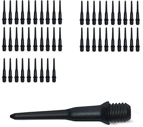 kwmobile Plastic Dart Tips Set - 50x Soft Plastic Tip Points for Electronic Dart Boards with 2 BA Threads - Black