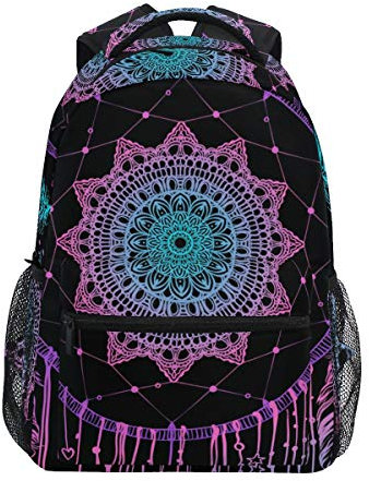 Rootti Rucksack Tasche Mandala Blumenmuster Wandern Rucksäcke Outdoor Schule Reisen Laptop Bookbag Daypack für Kinder Erwachsene Jungen Mädchen