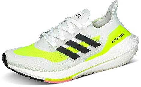 Adidas Damen Ultraboost 21 Running Shoe, Cloud White/Core Black/Solar Yellow, 38 EU