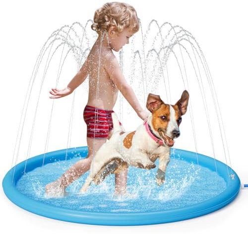 pecute Sprinkler Pad for Dogs & Kids-100cm, Thickened Dog Splash Mat Durable Children Water Play Toy Anti Slip, Inflatable Kids Pool for Summer Outdoor Garden Water Play (Dia 51.2in)