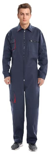Oralidera Herren Arbeitsoverall Mechanisch Jumpsuit Overall mit vielen Taschen Maleroverall Arbeitskleidung für Handwerker, Blau, S