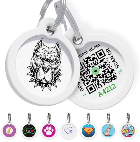ROVERTAGS Hundemarke, QR-Code, leise, personalisierbar, mit Online-Profil, groß, Pitbull