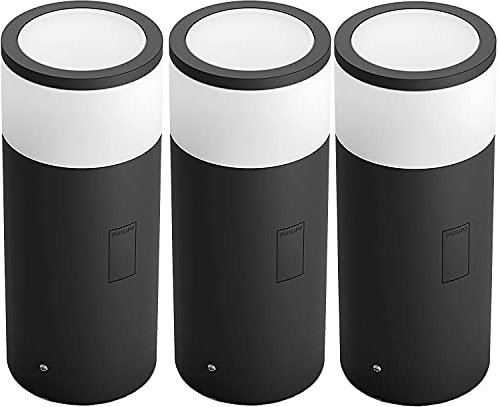 Philips Hue – Calla Outdoor Sockelleuchte, 3er-Pack, Schwarz, 1x8W, 24V