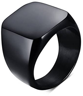Banemi Ring Jungs, Wedding Rings with Engraving Edelstahl Negro Anillo Cuadrado Hypoallergen Verlobungsringe Ehemanngeschenk Größe 62 (19.7)