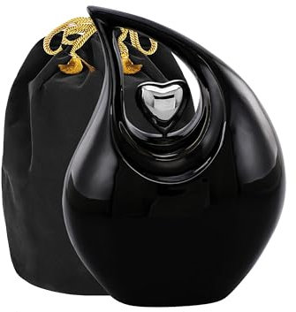Urns of Dignity Heart of Love Adult Cremation Urns for Human Ashes - Decorative Urns,Urns for Human Ashes Female & Male,Urns for Ashes Men & Women,Funeral Urn (Adult Non-Customize, Black)
