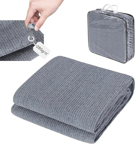 Laneetal Vorzeltteppich 200x200cm, Campingteppich Outdoor mit Heringe Campingmatte, Zeltunterlage,Outdoor Teppich für Wohnmobil, Zeltteppich mit ösen Tragetasche aus HDPE 280 g/㎡, Zeltböden,Blau-Grau