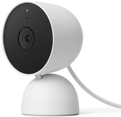 Google Nest Cam (Indoor, mit Kabel) Überwachungskamera für zu Hause - Intelligente Überwachungskamera, Schnee, GJQ9T, Snow, 1 Stück (1er Pack)