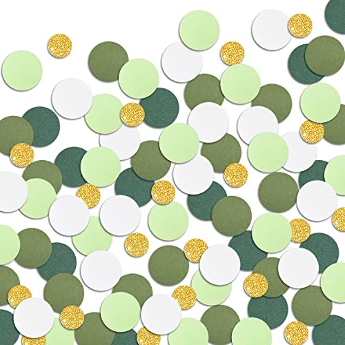 Grünes Konfetti, Glitzer, goldenes Grün, Tischdekoration, Überraschung, Papierbasteln, Jubiläumsbedarf, Geburtstagsparty, Brautparty, Babyparty, Hochzeit, Geschenk, Kreise, Punkte, Dekoration, 100