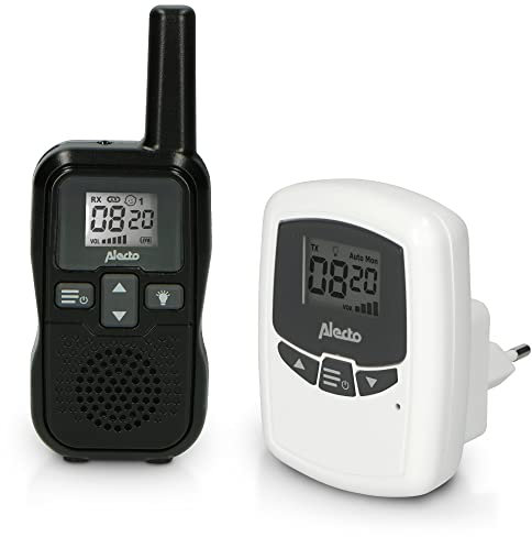 Alecto DBX80BK - Babyphone - Écoute-bébé avec portée de 3km - Rechargeable et Fonction VOX - Noir/Blanc