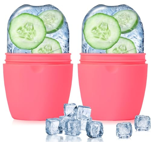 Evmliy Lot de 2 rouleaux de glace en silicone pour le visage pour raffermir et soulever la peau, moule à glace pour soulager les poches du visage et des yeux, moule réutilisable pour le cou et l'éclat