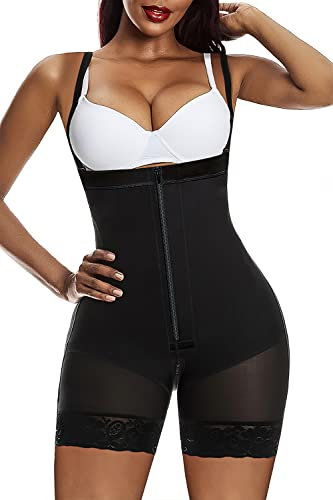 YIANNA Shapewear Femme Gaine Ventre Plat Invisible Amincissante Zipper Body Shaper Gainant Combinaison Sculptant Corset Minceur Noir M 7257