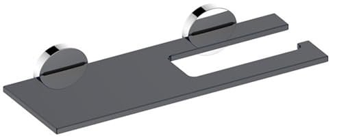 KEUCO Toilettenpapierhalter mit integrierter Glasablage, Rauchglas, WC-Rollenhalter mit Ablage, Wandhalterung Hochglanz-verchromt, Wandmodell, Edition 90