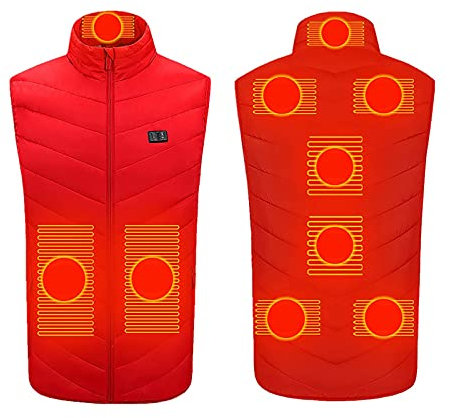 Battnot Heizweste - Beheizbare Weste für Herren Damen, 9 Zonen Elektrischer Beheizte Warme Weste, Winterjacke Beheizbare Jacke Steppweste, Heizjacke Mit Heizung für Outdoor (Ohne Powerbank)