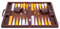 Engelhart - 250525 - Luxus Backgammon Spiel - 18 Zoll (45,5 cm) - Braun - Kunstlederkoffer - Filzeinlage - Perlmutt-Würfel und Steine - Strategiespiel
