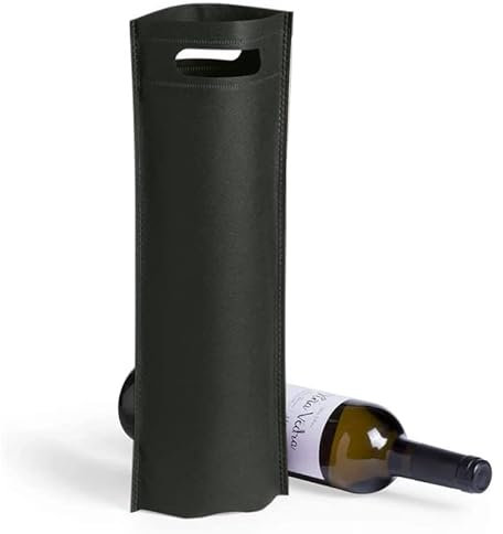 VINAK Pack de 10 | 50 | 100 | 200 Bolsas de Botella de Vino o Champagne en Tela no Tejida (Non-Woven) termosellado de Alta Resistencia con asa | Bolsas perfectas para Regalo