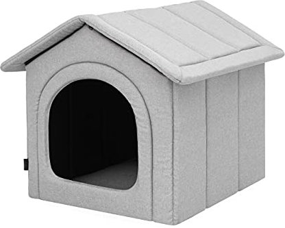 Hundehaus Hundehütte für kleine Hunde - Katzenhaus, Katzenhöhle - mit herausnehmbarem Dach - Tierhaus für Katzen und Hunde für Drinnen/Indoor - Asche - 38 x 32 x 38 cm [R1 / S]