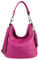 OBC Made in Italy Damen Leder Tasche Umhängetasche Shopper Schultertasche Handtasche Crossbody Hobo Bag Crossover Ledertasche Damentasche Fransen Pink