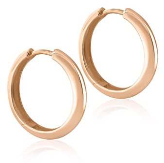 Mary & Jules Creolen Rosegold 925 Sterling Silber rosé vergoldet, goldene Ohrringe Damen aus recyceltem Silber, Klappcreolen, Damen Ohrringe, Echtschmuck Ohrstecker für Frauen und Mädchen