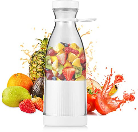 Ailgely Smoothie Mixer klein, Elektrischer USB-Entsafter Mixer, Tragbarer Mini-Mixer für Shakes und Smoothies mit frischem Saft, 300ml Persönlicher Mixer mit 6 Klingen für Reisen, Fitnessstudio