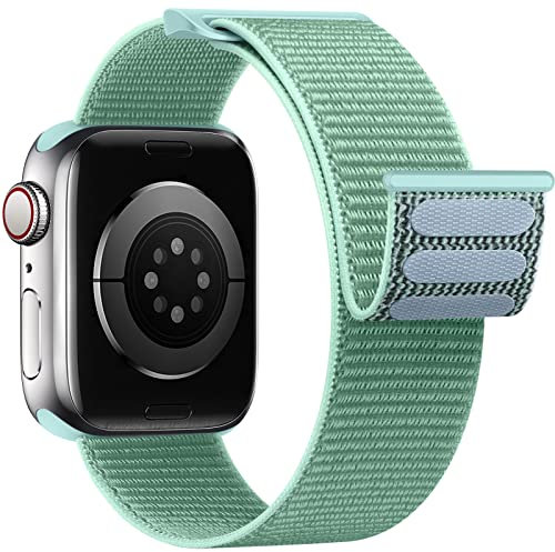 Yoohoo Nylon Straps Compatible with Apple Watch Straps 38mm 40mm 41mm 42mm(Series 10) Women Men,Upgraded Soft Nylon Strap Replacement Watch Bands for iWatch Series 10 9 8 7 6 5 4 3 2 1 SE/Blue Sea