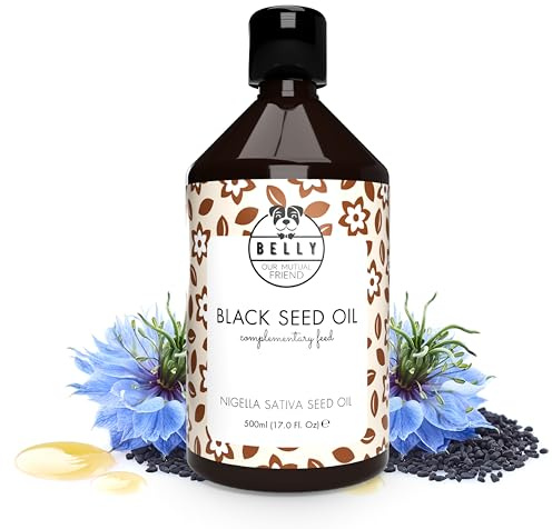 Belly Schwarzkümmelöl Hund - 500ml - Hochwertiges Kümmelöl unterstützt die Gesundheit der Verdauung, Schwarzkümmelöl angereichert mit Vitaminen und Mineralien