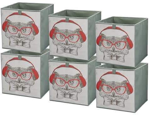lavita Storage Box | faltbare Aufbewahrung Boxen 31 x 31 x 31 cm | Schubladen-Organizer Box| Ordnungssysteme fr Kleidung | Kleideraufbewahrung & Organisation | Eule | 6 stck