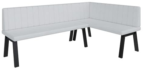 FURNISTAR Eckbank Akiko Metal A - Eckbankgruppe für Ihrem Esszimmer, Küche modern, Sitzecke, Essecke. Perfekt für Küche, Büro und Rezeption. Solide und Starke Verarbeitung. (196x128-Rechts-Soft17)