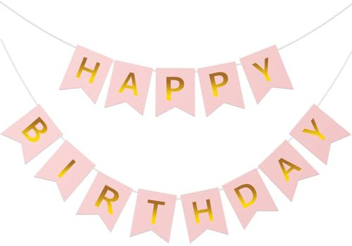 ALLY-MAGIC Rose Geburtstag Wimpelkette, Happy Birthday Banner, Geburtstag Deko Zubehör Party Dekoration Banner Geeignet für alle Altersgruppen E9SRLQ