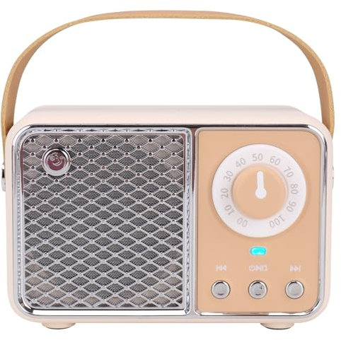 Dosmix Haut-parleur Bluetooth rétro sans fil - Décoration vintage - Style rétro - Pour cuisine, bureau, chambre à coucher, bureau, fête, extérieur - Accessoires Kawaii (beige)