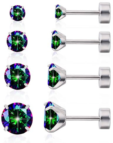 Limerencia Titan Ohrringe Set mit Schraubverschluss, 4 Paare Medizinische Ohrstecker Hypoallergen Gesundheitsstecker Ohrringe für empfindliche Ohren Mode Damen Herren Schmuck