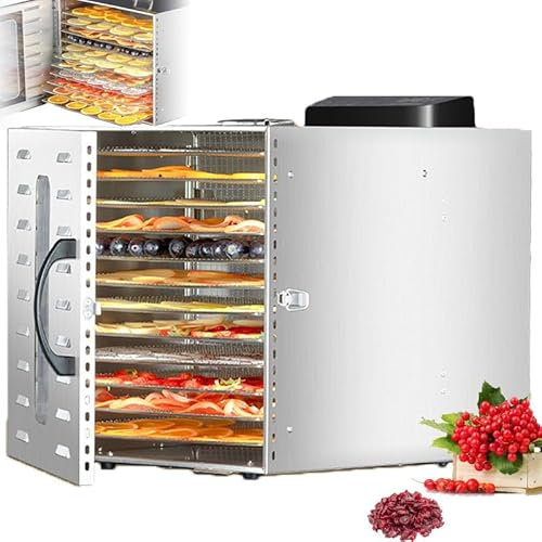 YhsPkh 1000W Máquina Secadora De Frutas - Estante De Rejilla Grande De 12 Capas, Termostato De 30-90°c Y Temporizador Digital De 24 Horas, para Frutas, Té Perfumado, Pescado Seco