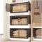 TidyTrove Storage Boxes with Lids - 95L*3 Pack Large Plastic Storage Bins Collapsible Storage Bin - Stackable Foldable Plastic Box for House Organizing Bedroom Dorm Room