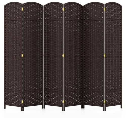 LIFEZEAL Paravent 6 Teilig, Raumteiler Faltbar 240 x 170 cm, Room Divider mit Rahmen aus Massivholz & Stoff, Raumtrenner für den Innenbereich